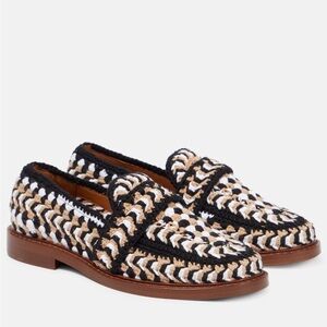 nib Chloé “Kayla” Woven Flat Loafers in Multi-Color Crochet – EU 36 / US 6